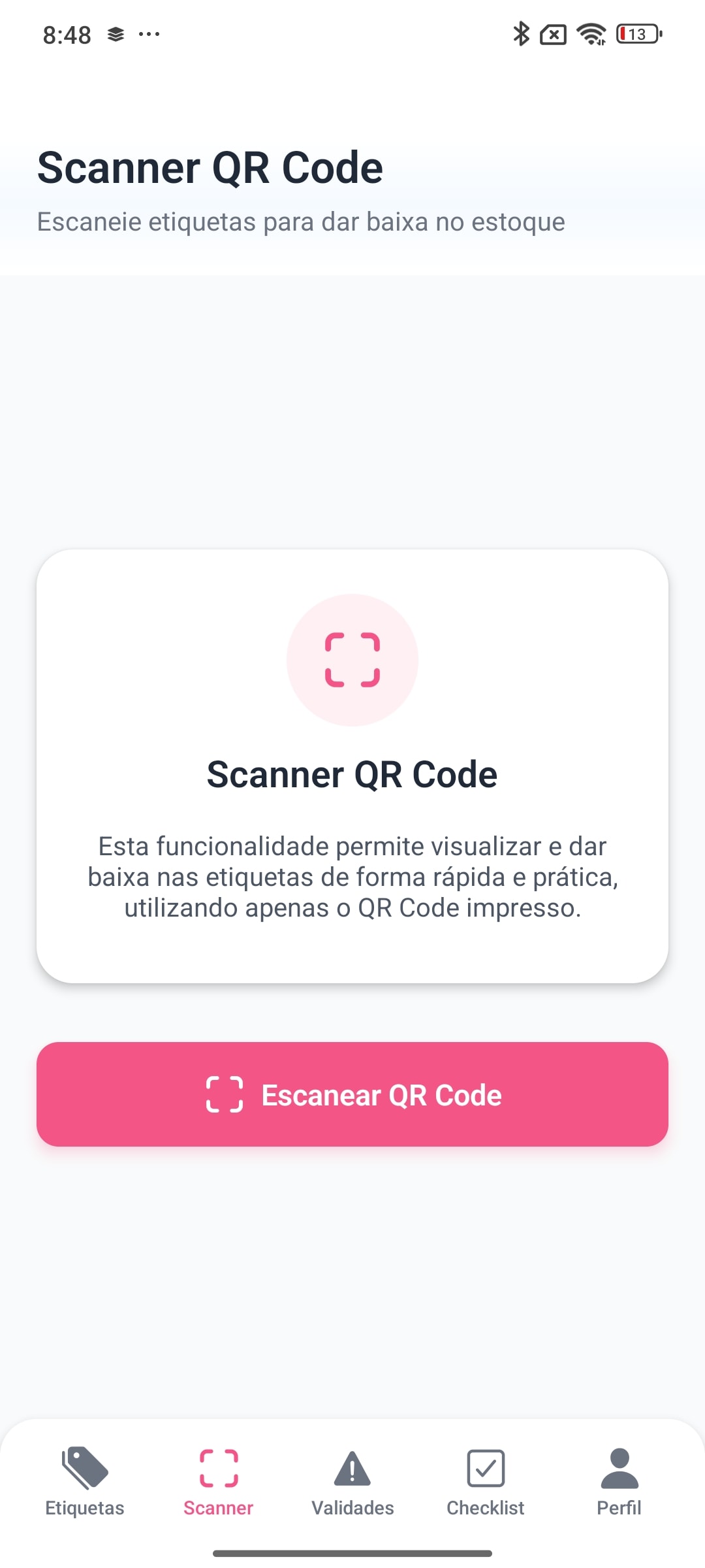 Tela do app: Scanner